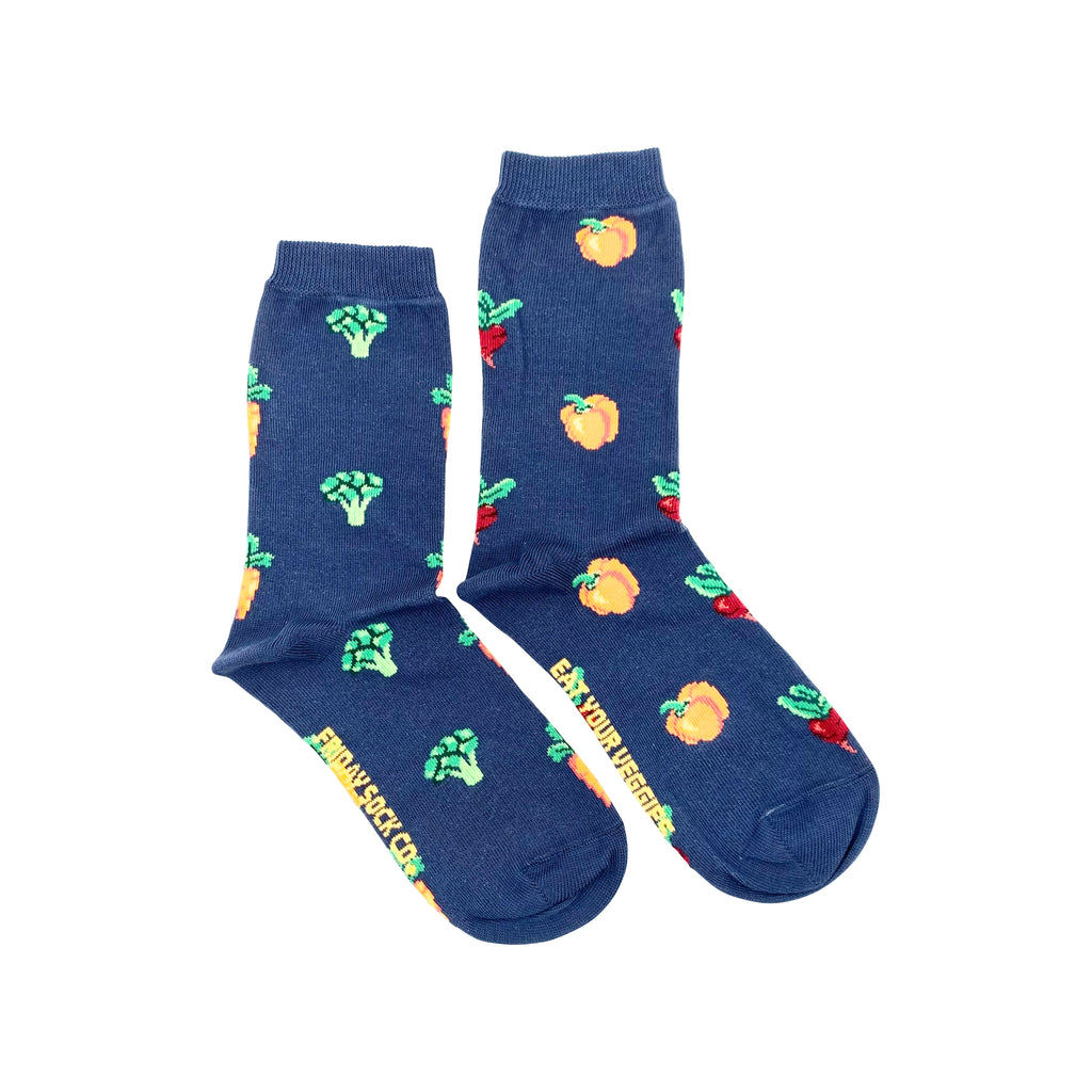 navy blue socks with assorted vegetables for women