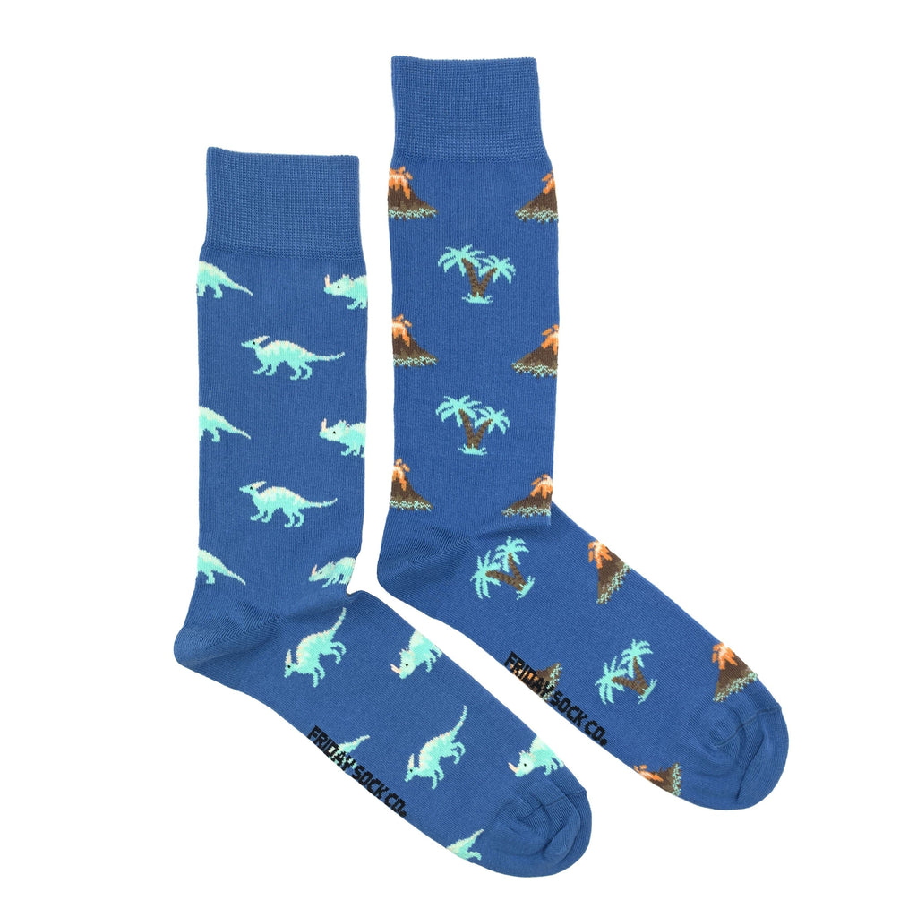 Men's Volcano & Dinosaur Socks-Men's Socks-Canada-Friday Sock Co.