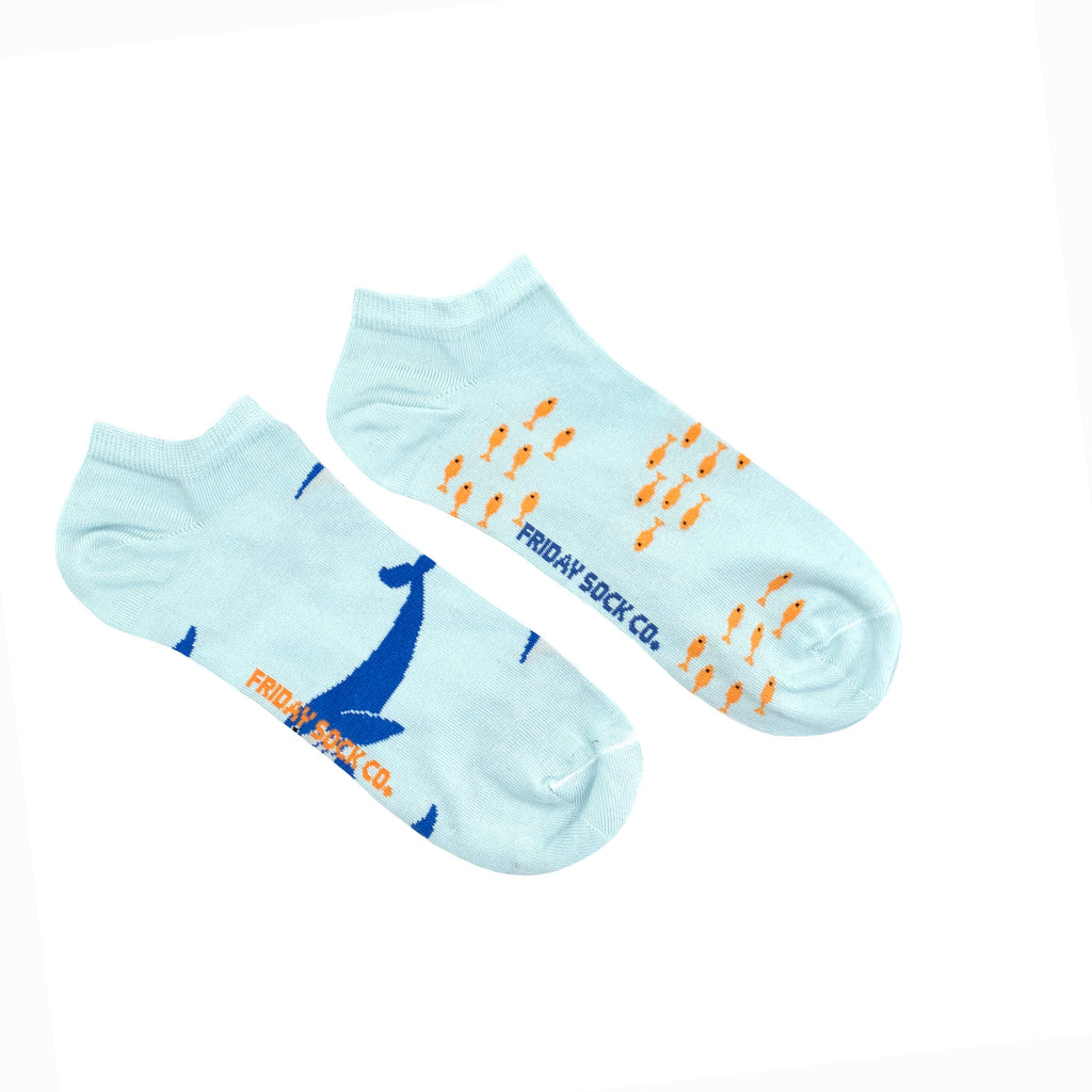 Men's Fish & Blue Whale Ankle Socks-Men's Ankle Socks-Canada-Friday Sock Co.