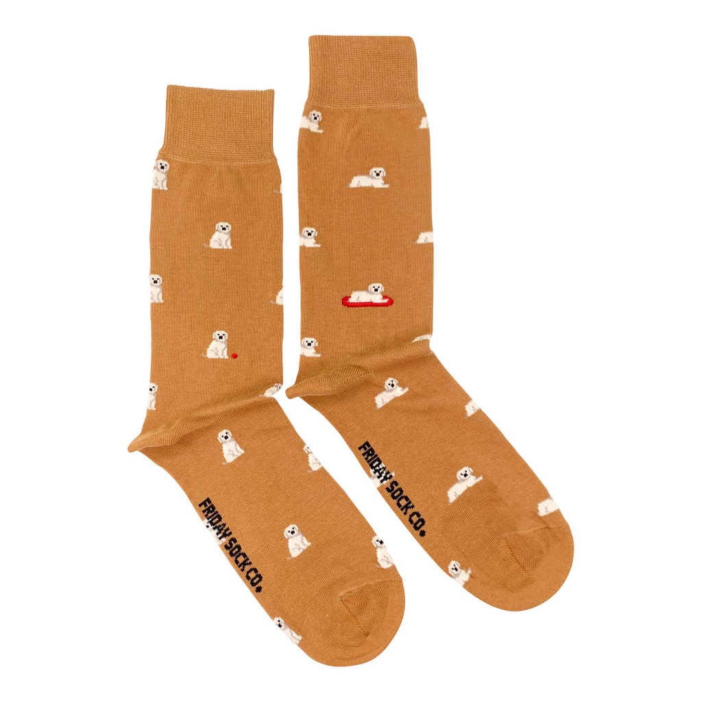 orange socks with golden dogs for men