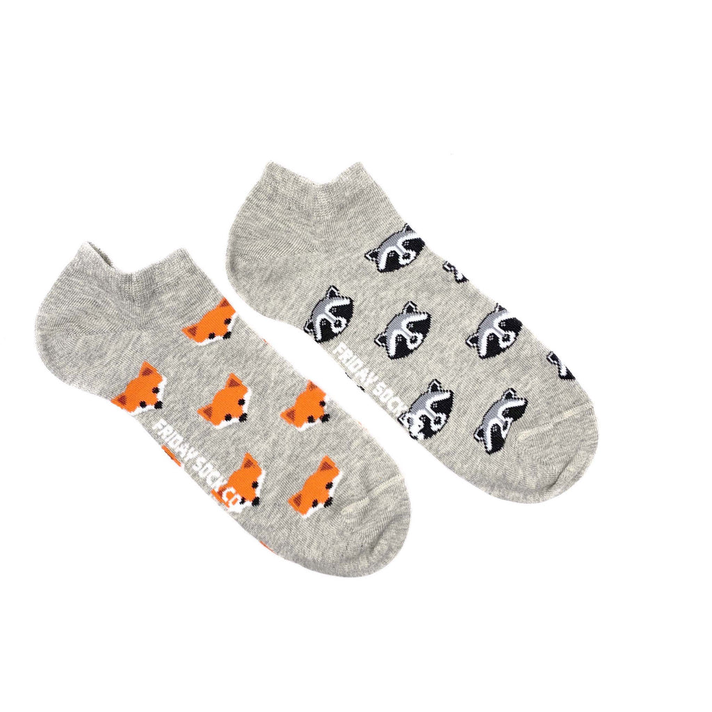 Men's Fox & Raccoon Ankle Socks-Men's Ankle Socks-Canada-Friday Sock Co.