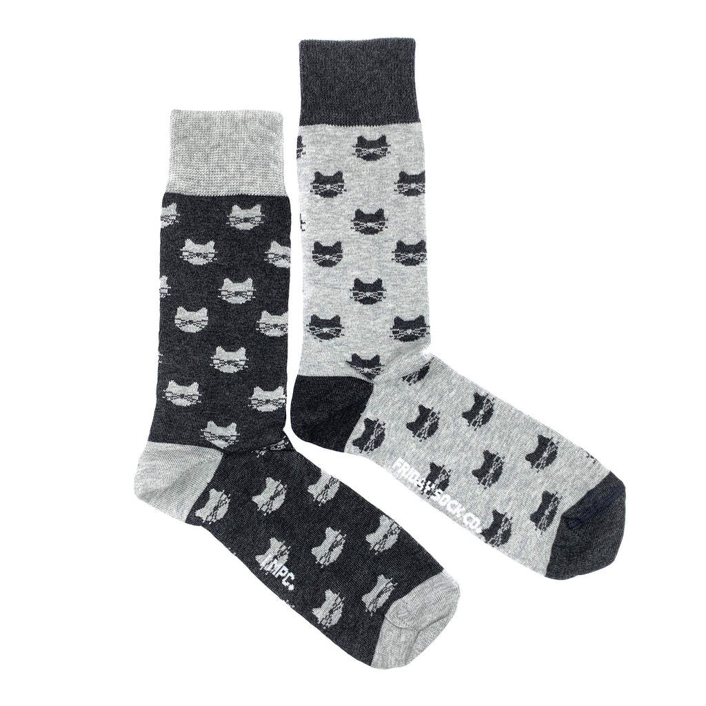 Men's Inverted Grey Cat Socks-Canada-Friday Sock Co.