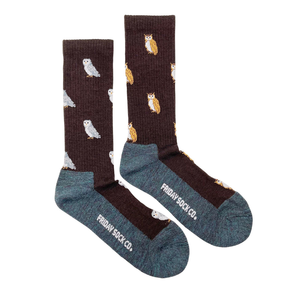 brown wool socks with blue sole and own design