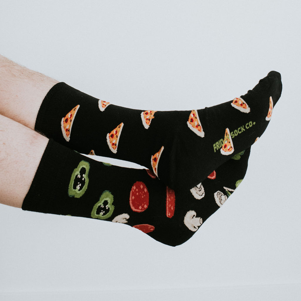 Men's Black Pizza Topping & Pizza Socks
