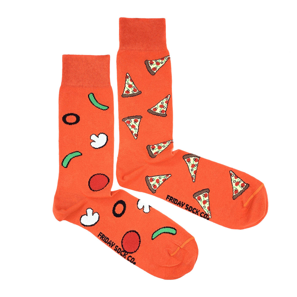 Men's Orange Pizza Topping & Pizza Socks-Canada-Friday Sock Co.