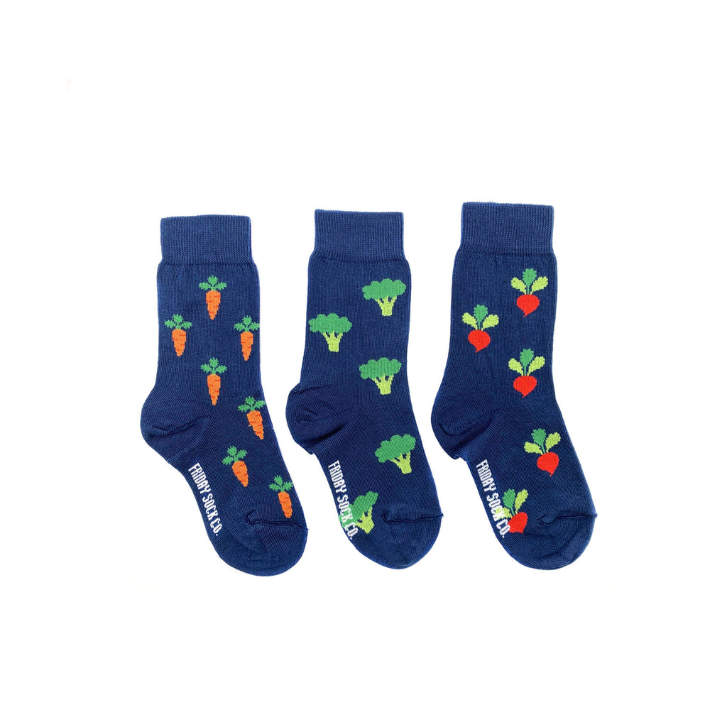 Kid's Broccoli, Radish, & Carrot Veggie Socks-Kid's Socks-Canada-Friday Sock Co.
