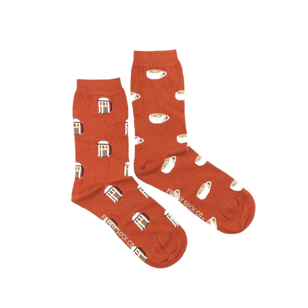 Women's Mismatched French Press Coffee Socks-Canada-Friday Sock Co.
