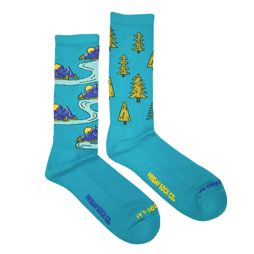 Men's Mountains & Trees Comic Athletic Socks