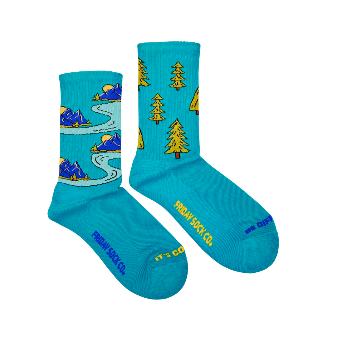 Women's Mountains & Trees Comic Athletic Socks