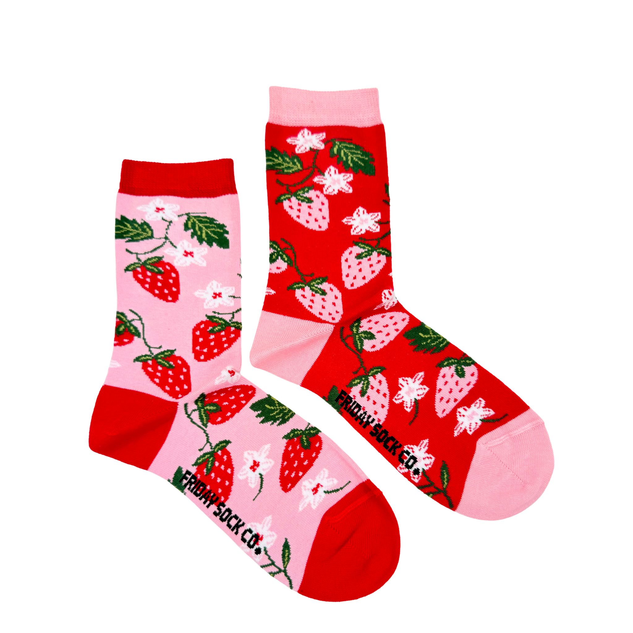Women's Strawberry Socks | Mismatched by Design | Friday Sock Co.