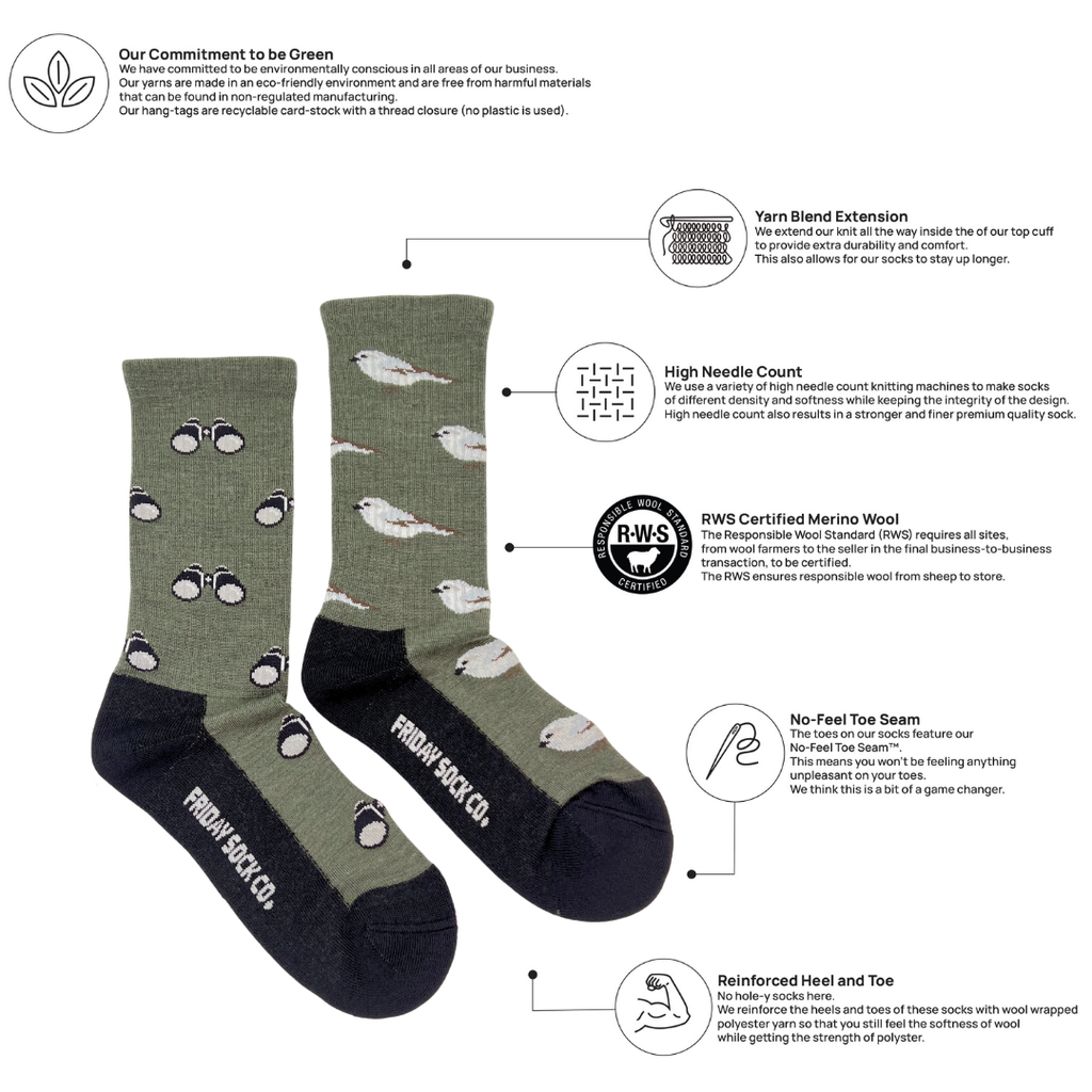 Women's Bird & Birdwatching Merino Wool Socks