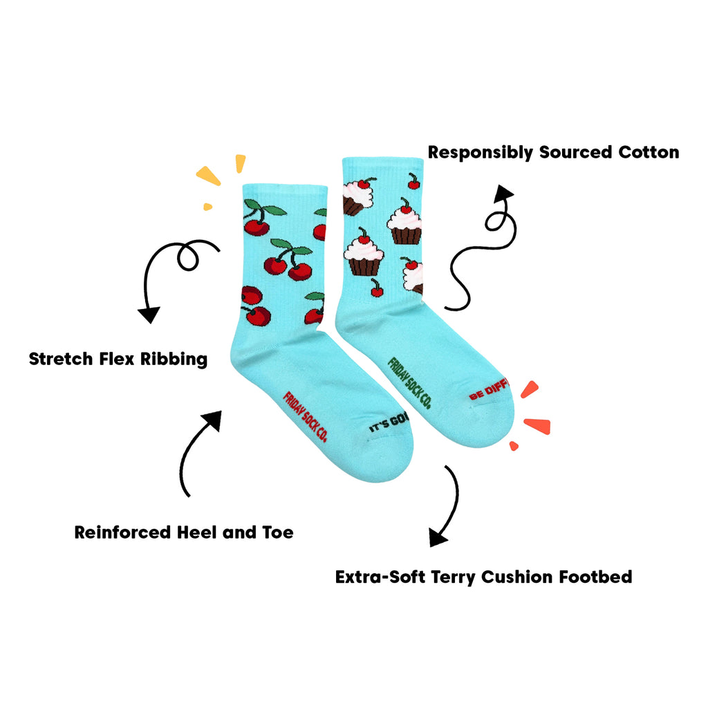 Women's Cherry & Cupcake Athletic Socks