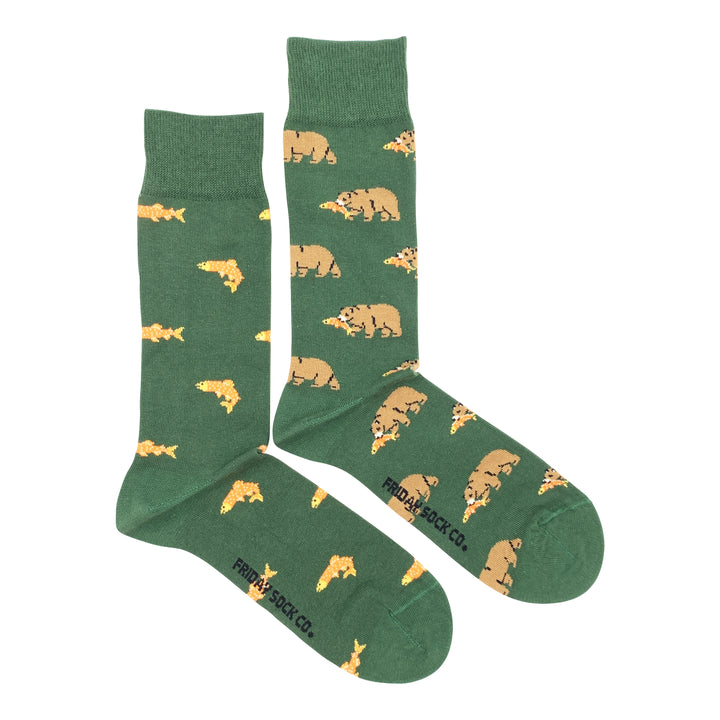 Grizzly Bear | Mens Socks | Friday Sock Co. Mismatched Socks | Camping Socks | Nature Lover Gift | Funny Gifts for Dad | Boyfriend Gift