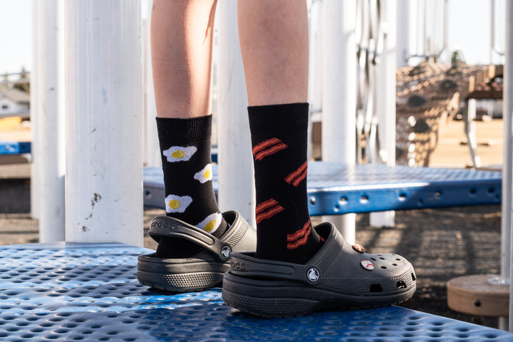 Kids Mismatched Bacon and Eggs Socks