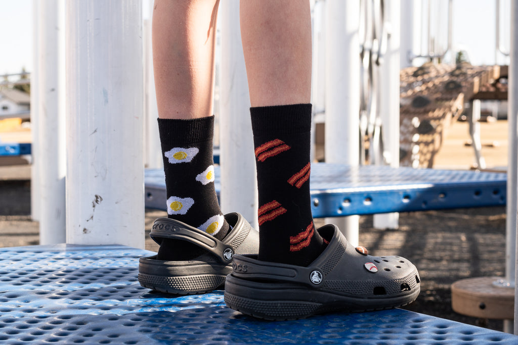 Kids Mismatched Bacon and Eggs Socks