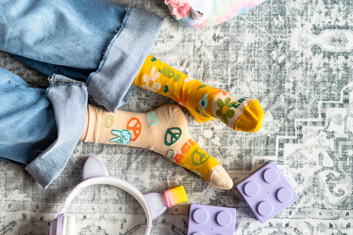 Kids Mismatched Peace and Love Socks