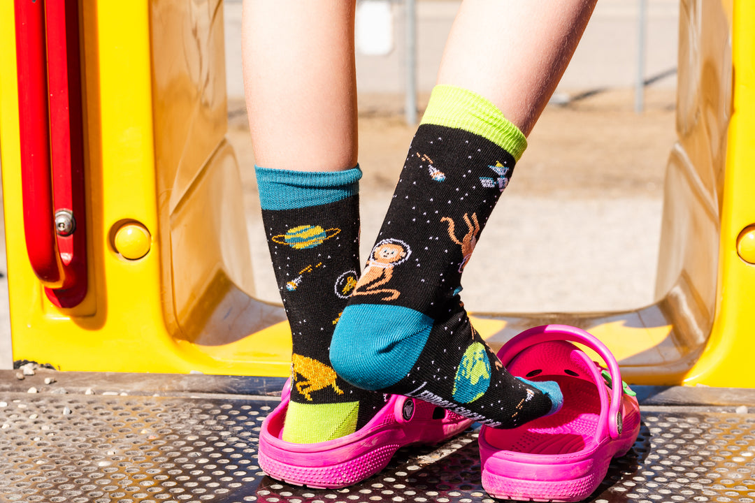 Kids Mismatched Animals with Space Helmets Socks