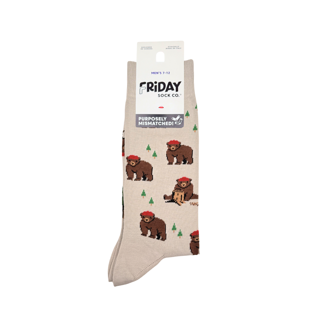 Bear in Hat &amp; Trees Mismatched Socks
