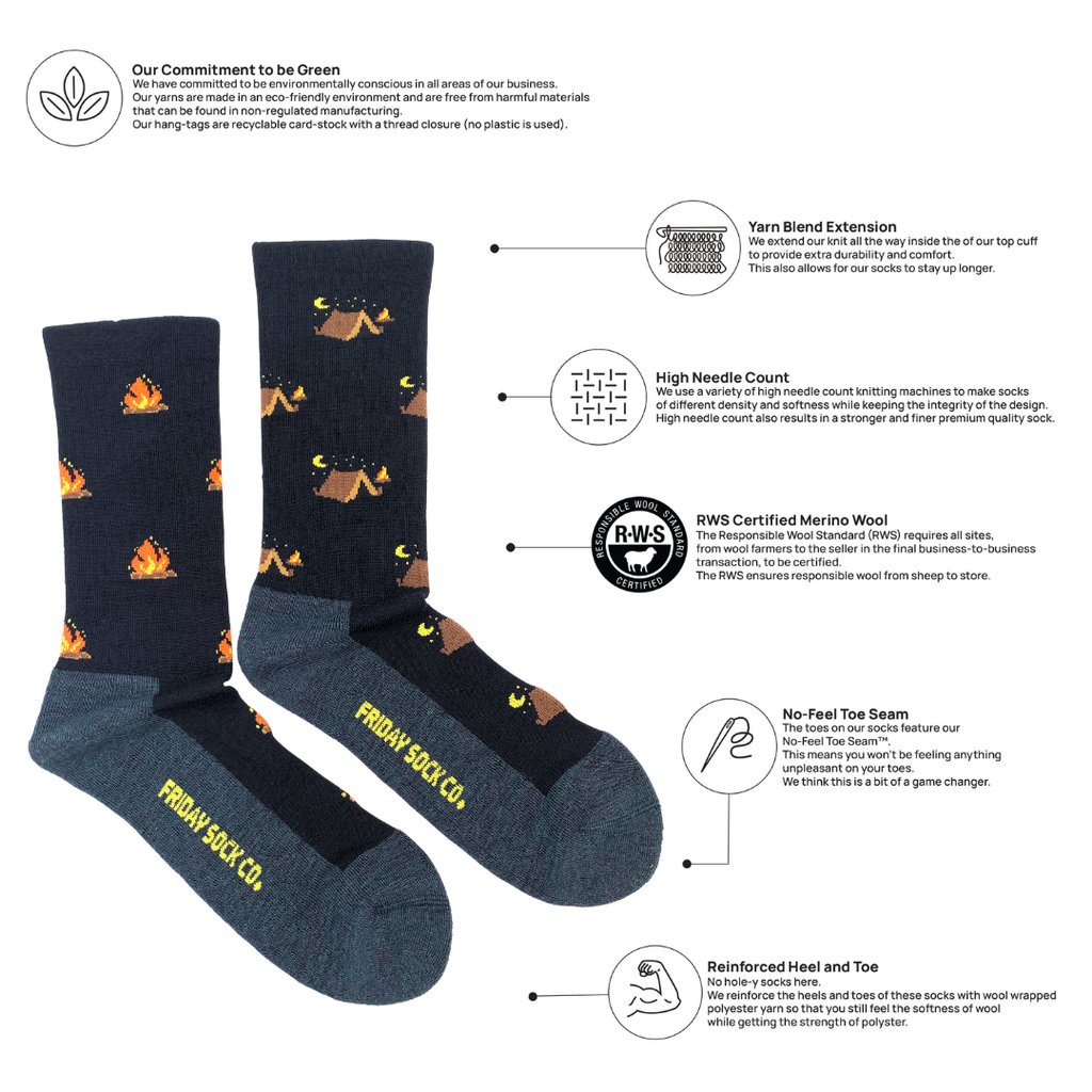 Men's Camping at Night Merino Wool Socks