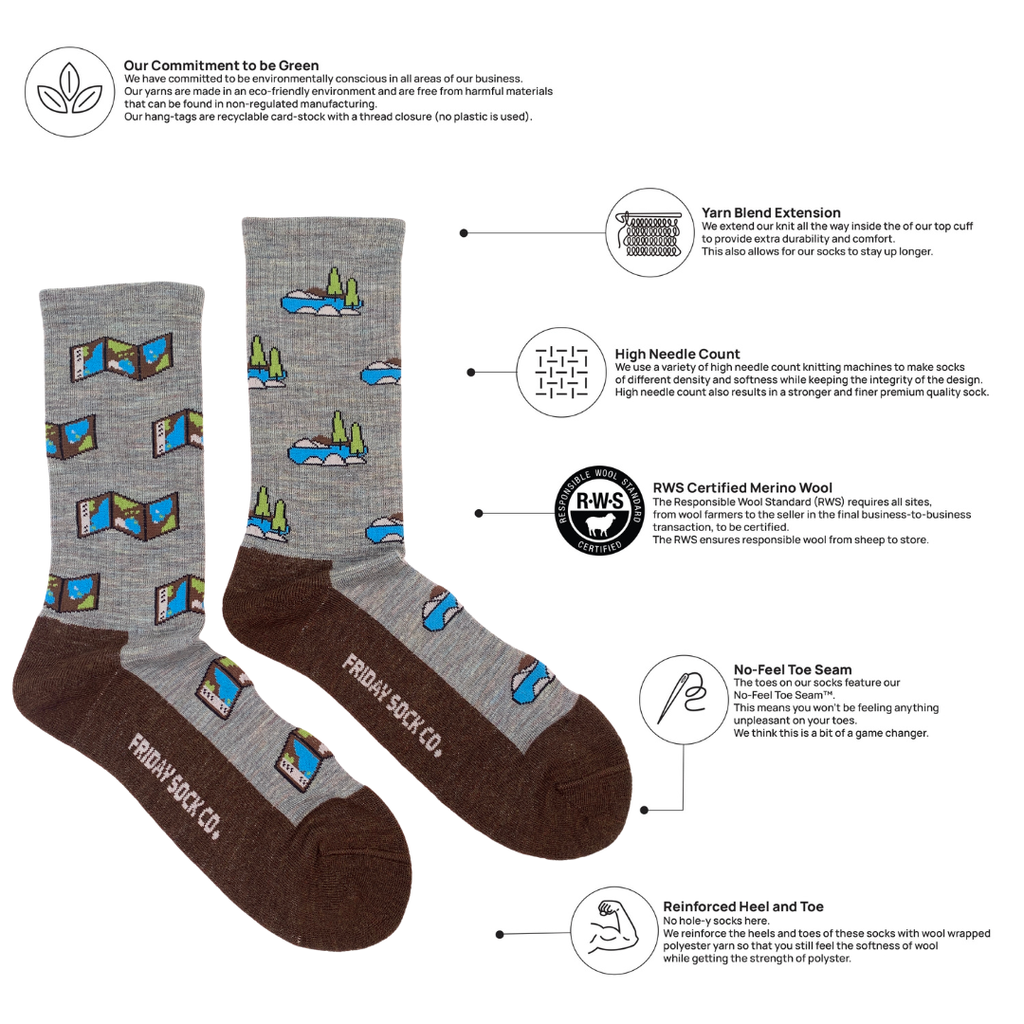 Men's Map & Outdoors Merino Wool Socks