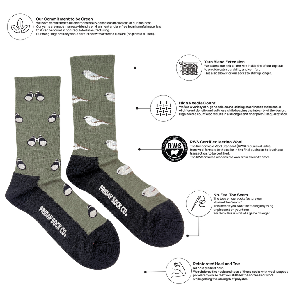 Men's Bird & Birdwatching Merino Wool Socks