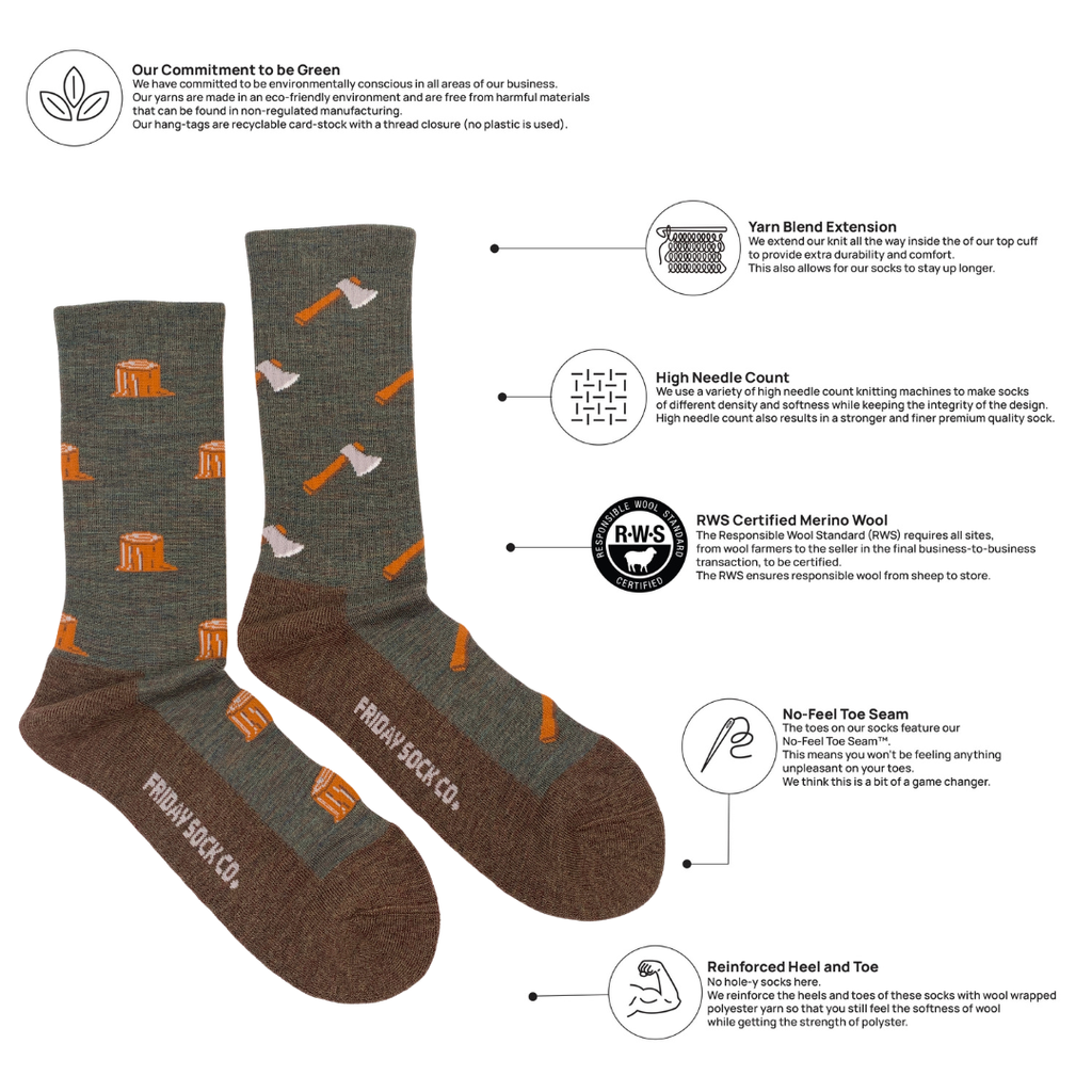 Men's Axe & Tree Merino Wool Socks