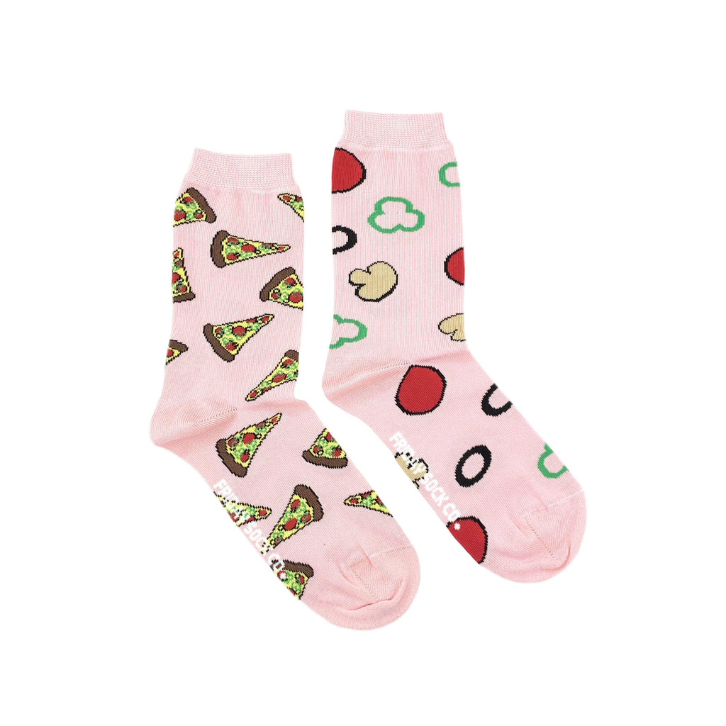 Women's Pink Pizza Topping & Pizza Socks-Women's Socks-Canada-Friday Sock Co.