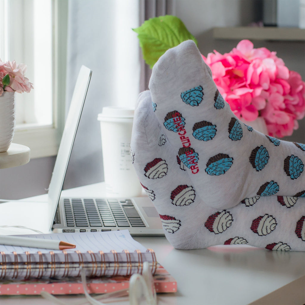 Women's Grey Crave Cupcake Socks-Canada-Friday Sock Co.