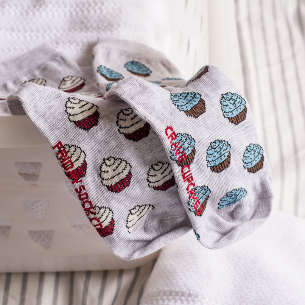 Women's Grey Crave Cupcake Socks-Canada-Friday Sock Co.