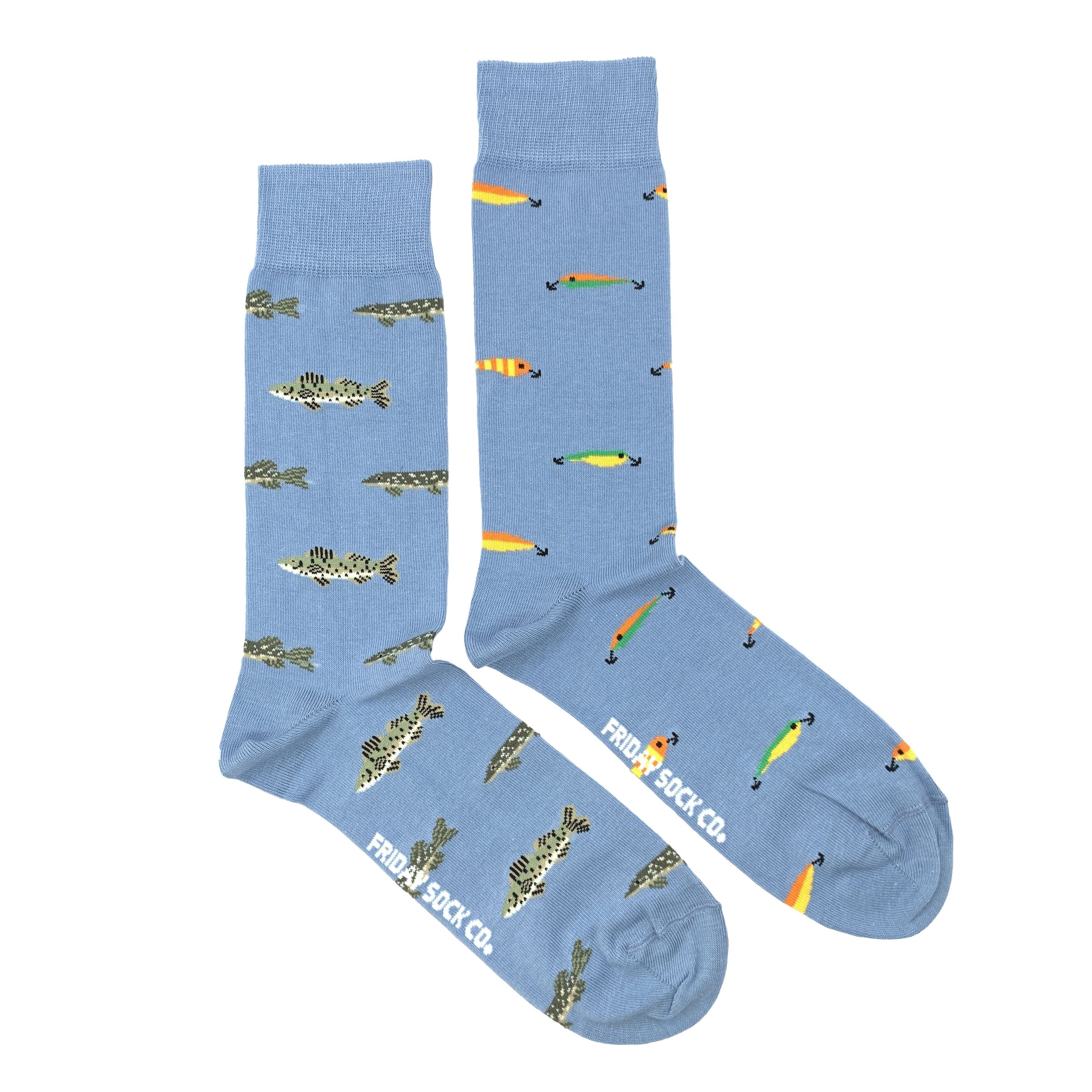 Men's Fish & Lures Socks, Mismatched by Design