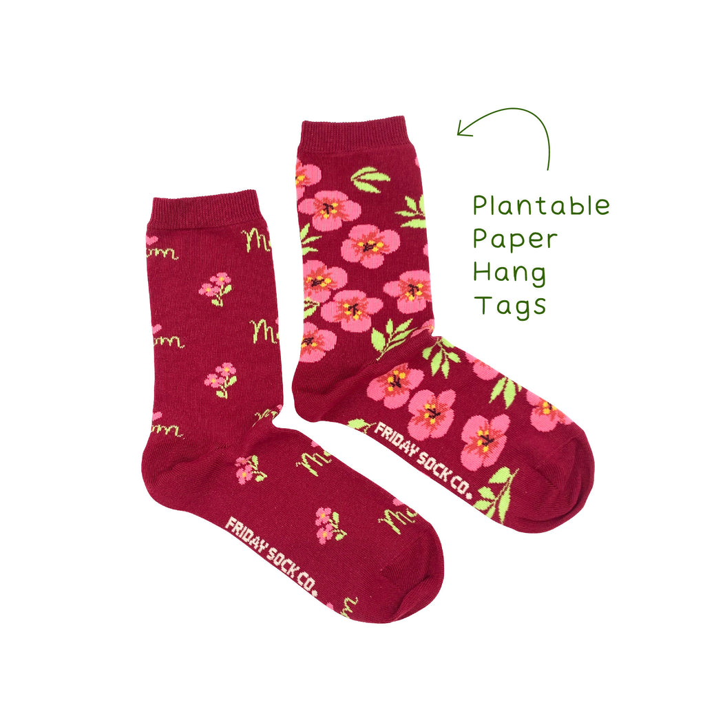 dark pink socks with flowers for women