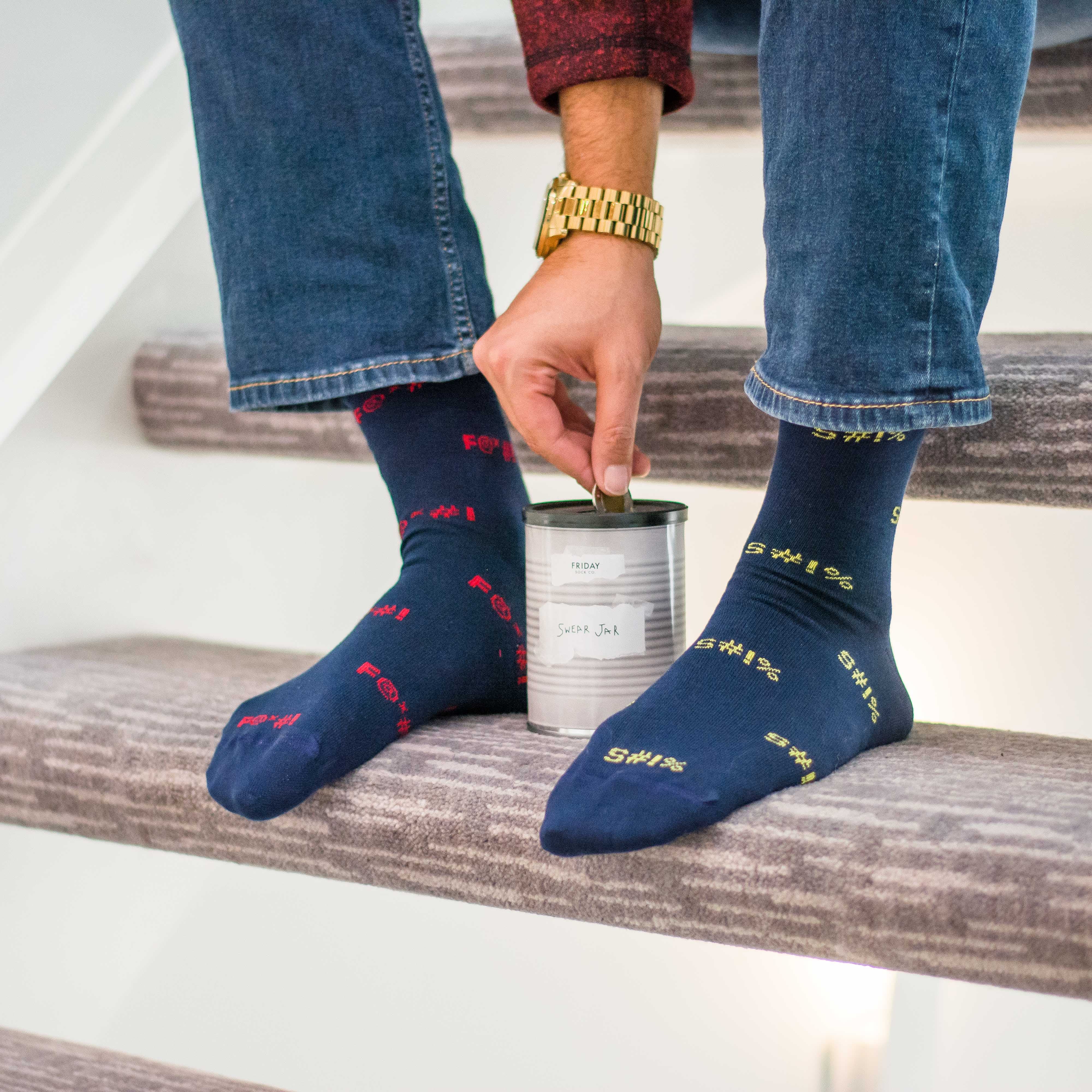 Men's Swear Jar Socks in Can | Mismatched by Design | Friday Sock Co.