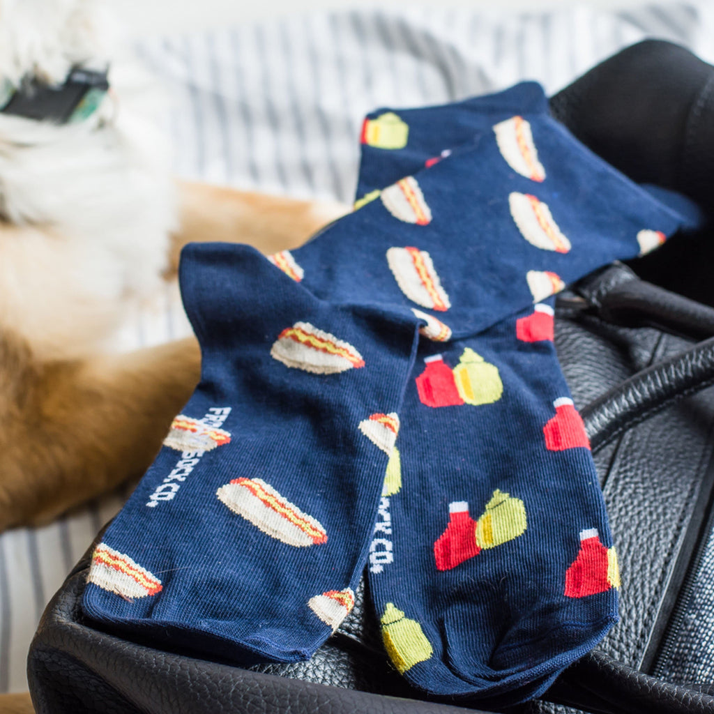 Men's Mustard Ketchup & Hot Dog Socks-Canada-Friday Sock Co.