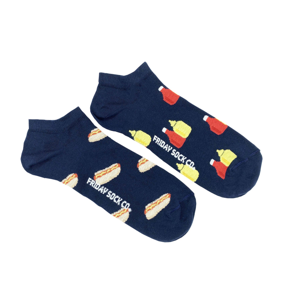 Men's Mustard Ketchup & Hot Dog Ankle Socks-Men's Ankle Socks-Canada-Friday Sock Co.