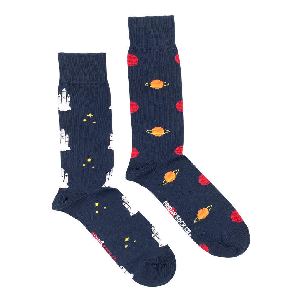 Men's Planet & Space Shuttle Socks | Mismatched by Design | Friday Sock Co.