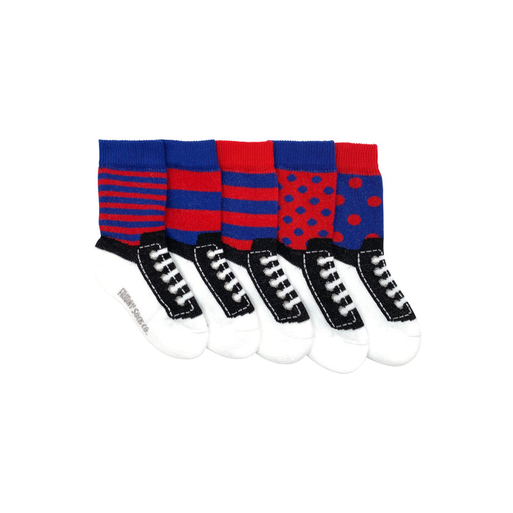 Baby Blue & Red Sneaker Socks