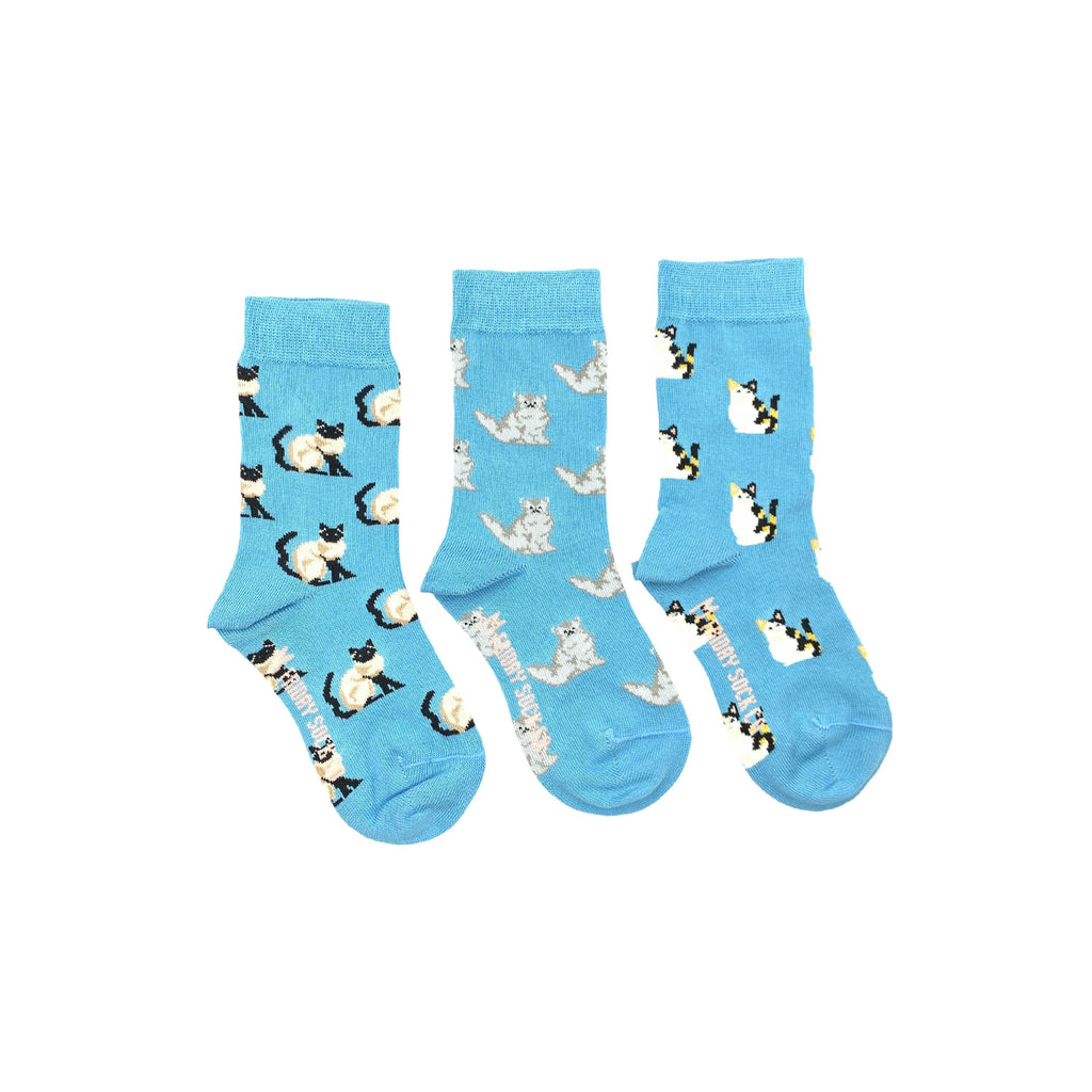 Kid's Three Cat Socks-Kid's Socks-Canada-Friday Sock Co.