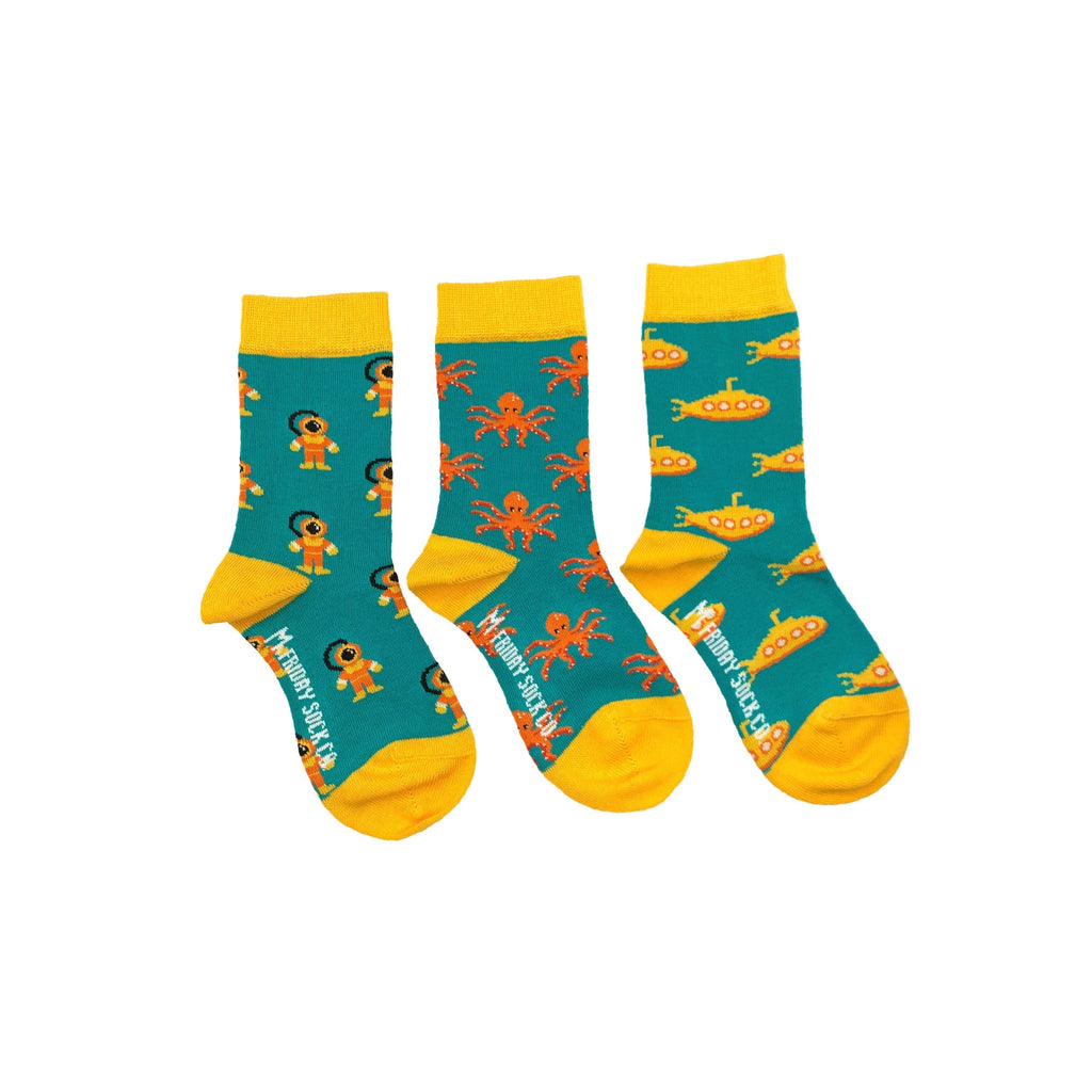 Kid's Diver, Submarine, & Octopus Socks-Kid's Socks-Canada-Friday Sock Co.