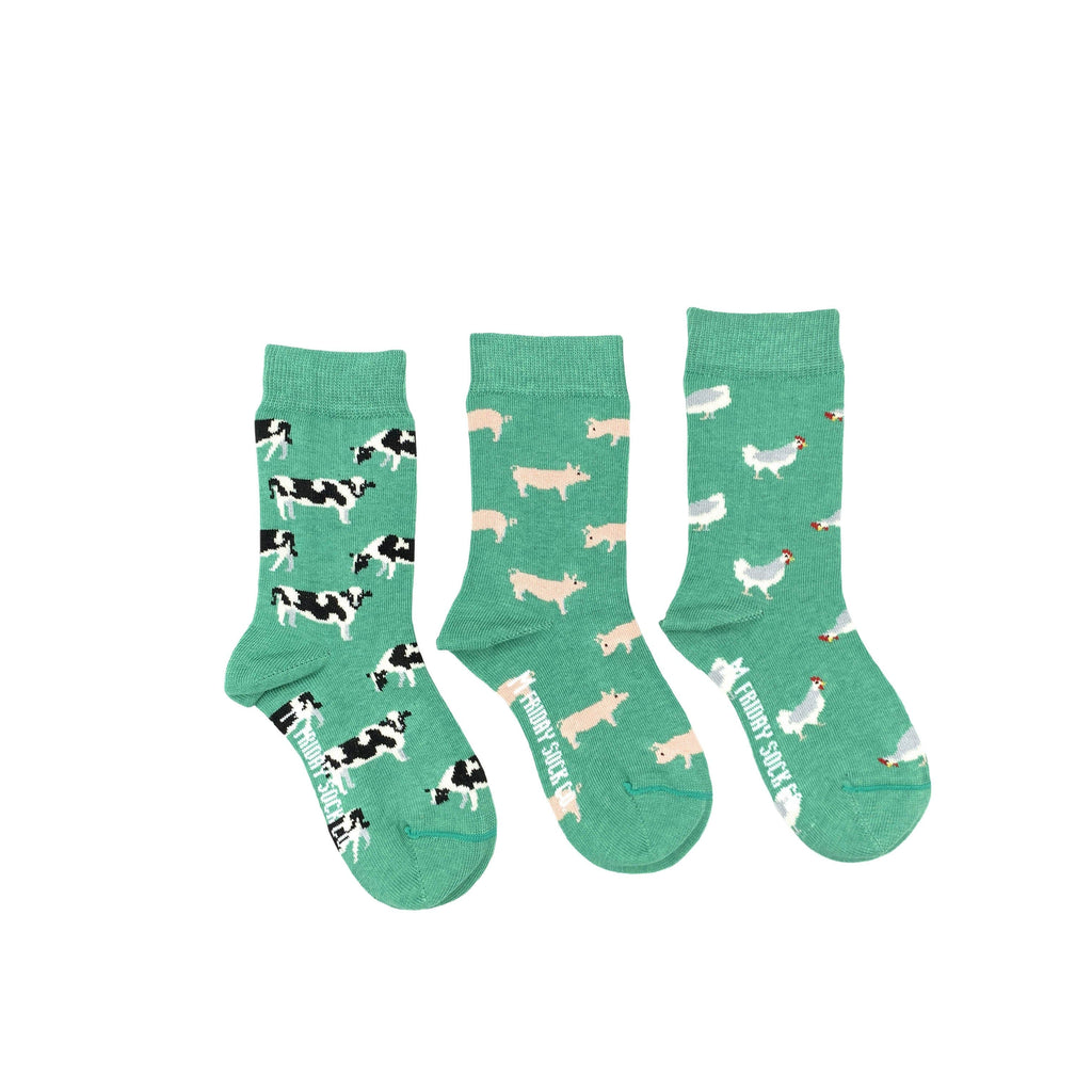 Kid's Chicken, Pig, & Cow Socks-Kid's Socks-Canada-Friday Sock Co.