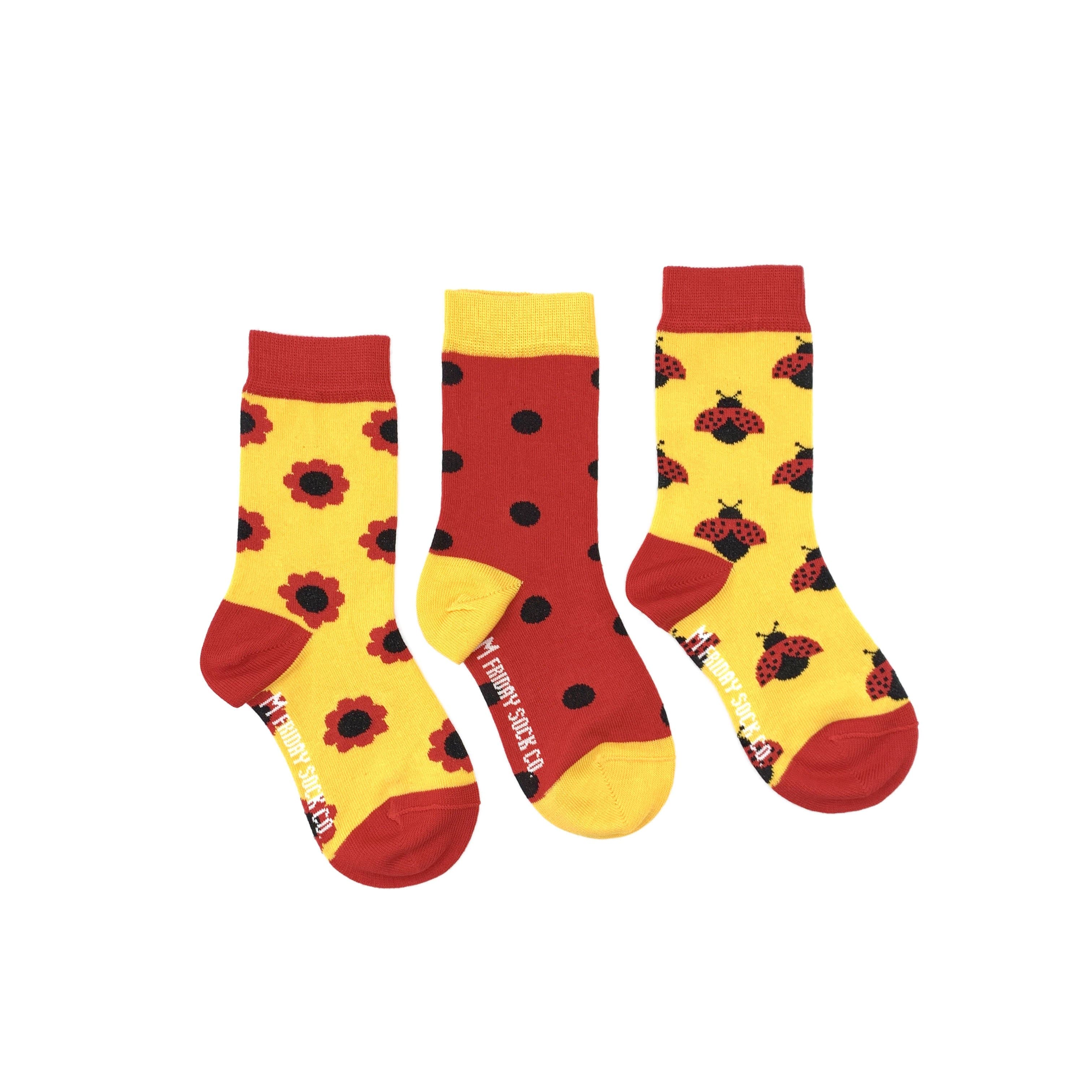 Kid s Ladybug Socks Mismatched by Design Friday Sock Co