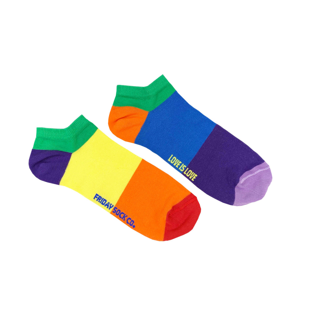 Men's Love is Love Rainbow Ankle Socks-Men's Ankle Socks-Canada-Friday Sock Co.