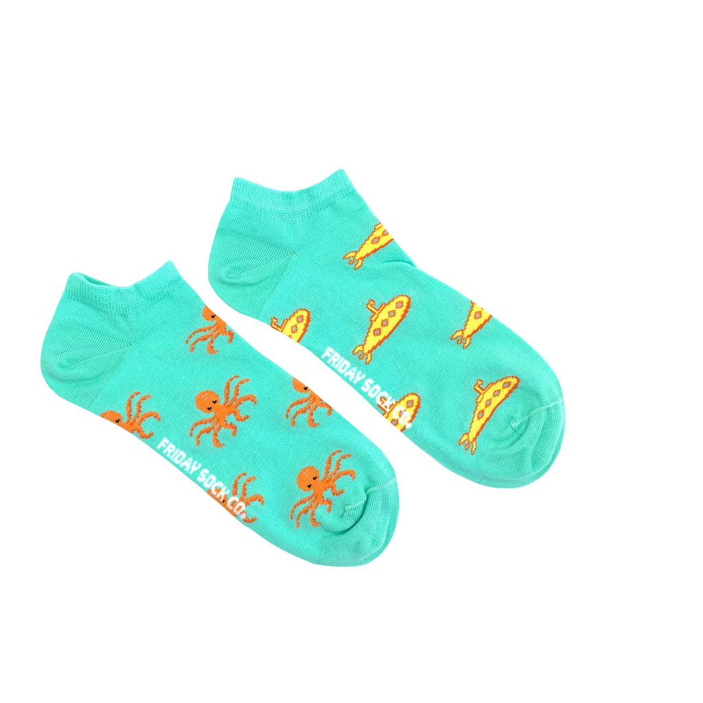 Men's Submarine & Octopus Ankle Socks-Men's Ankle Socks-Canada-Friday Sock Co.