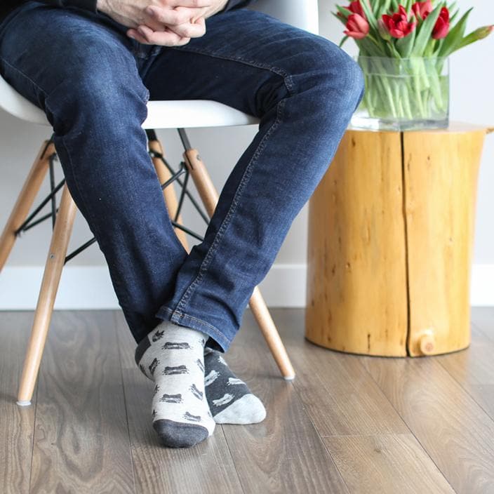 Men's Inverted Grey Cat Socks-Canada-Friday Sock Co.