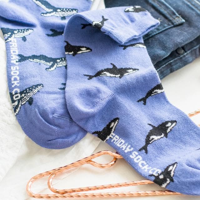 Men's Humpback Whale & Orca Socks-Canada-Friday Sock Co.