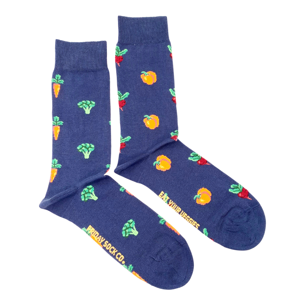 navy blue socks with assorted vegetables for men