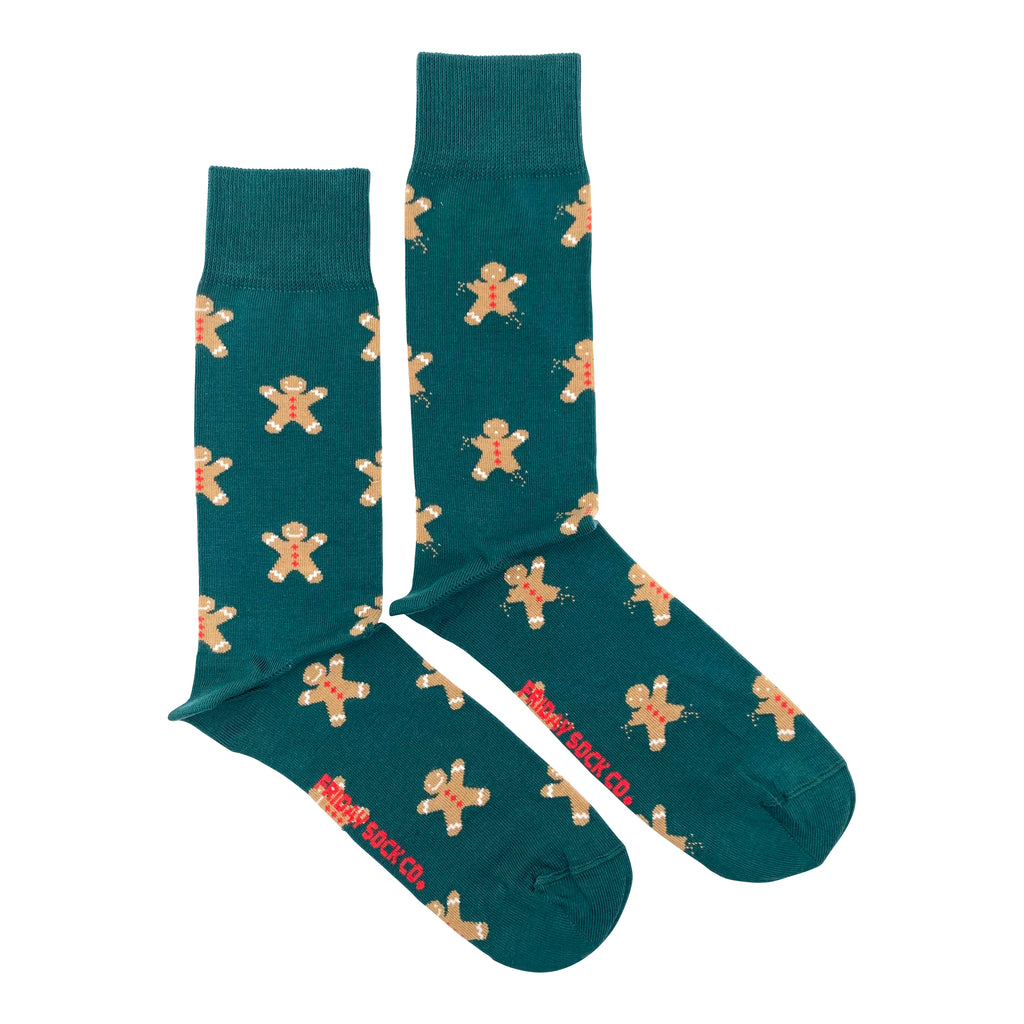 dark green socks with gingerbread cookies for men