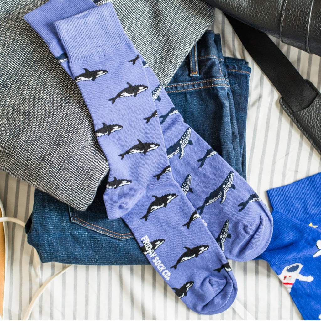 Men's Humpback Whale & Orca Socks-Canada-Friday Sock Co.