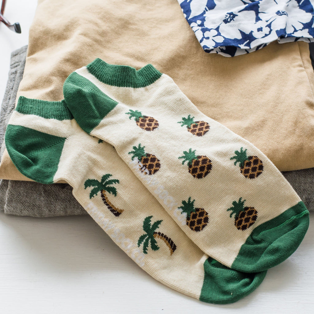 Men's Pineapple & Palm Tree Ankle Socks-Men's Ankle Socks-Canada-Friday Sock Co.