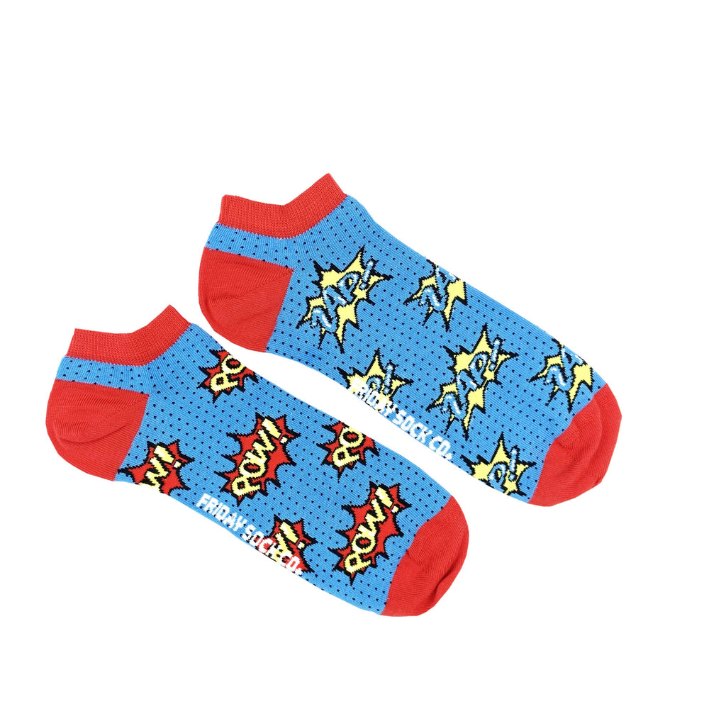 Men's Pow Zap Superhero Ankle Socks-Men's Ankle Socks-Canada-Friday Sock Co.