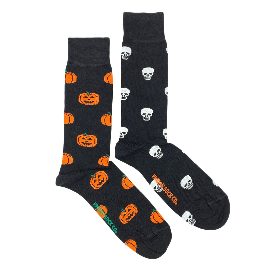 Men's Pumpkin & Skull Halloween Socks-Socks-Canada-Friday Sock Co.
